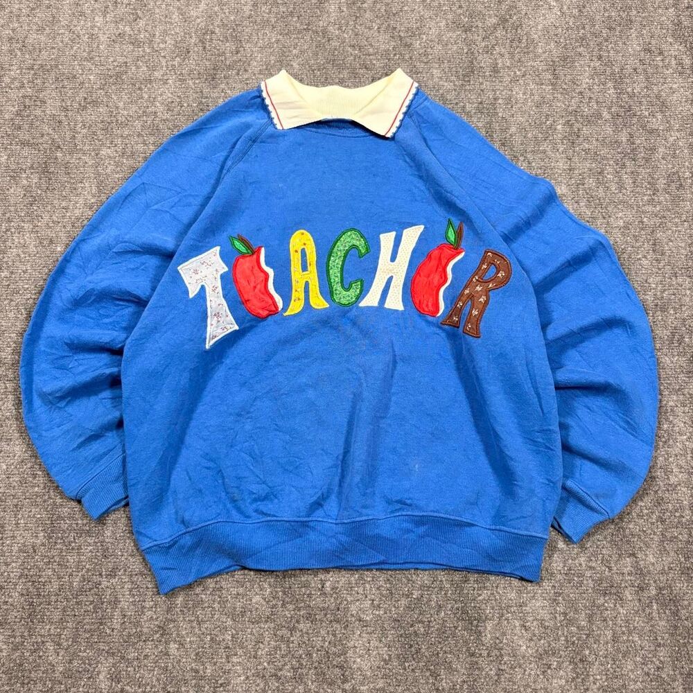 vintage 1990s hanes teacher collared sweatshirt